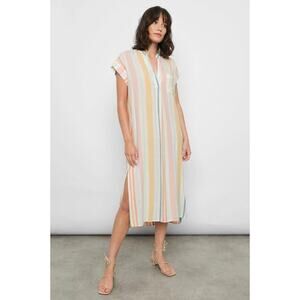 Rails Suri Kaftan Shirt Dress - Melon Stripe Linen Blend - Size MEDIUM